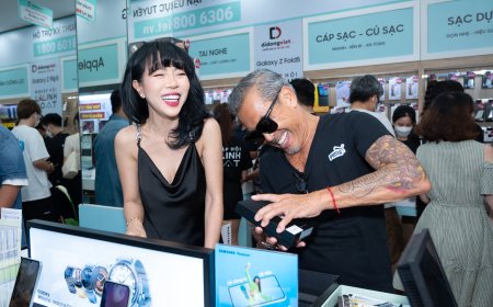 Thuận Nguyễn và Trác Thúy Miêu xuất hiện trong sự kiện mở bán Galaxy Z5 series