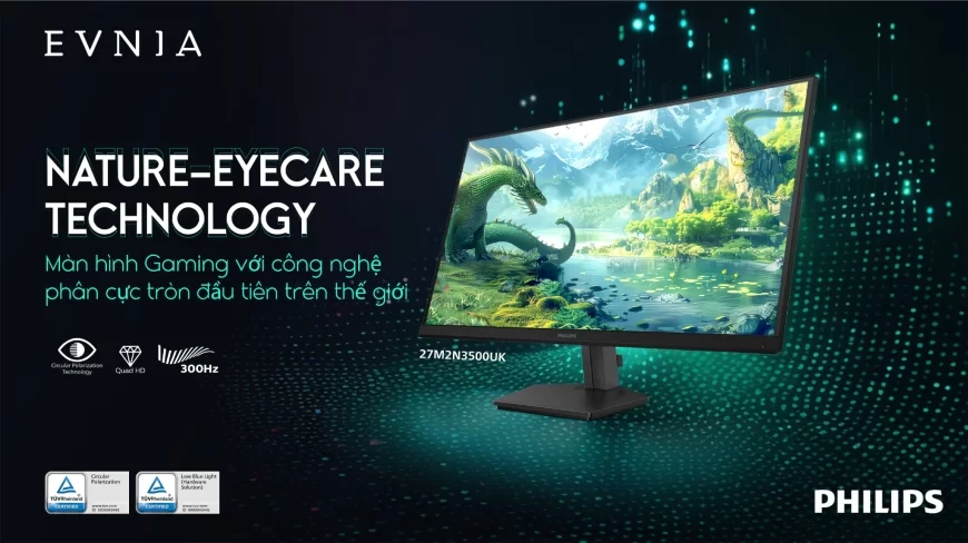 Evnia ra mắt màn hình gaming 27M2N3500UK đầu tiên trên thế giới với công nghệ phân cực tròn và chăm sóc mắt tự nhiên