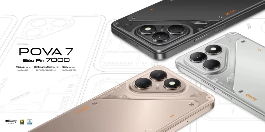 TECNO POVA 7: Siêu Pin 7000mAh, tản nhiệt cực lớn, kháng nước IP64, AI tối ưu hiệu suất dùng ngoài trời