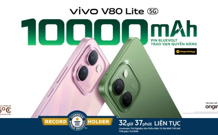 vivo V80 Lite 5G thiết lập KỶ LỤC GUINNESS THẾ GIỚI™ với 32 giờ 37 phút sử dụng liên tục on-screen nhờ trang bị Pin BlueVolt 10.000mAh.